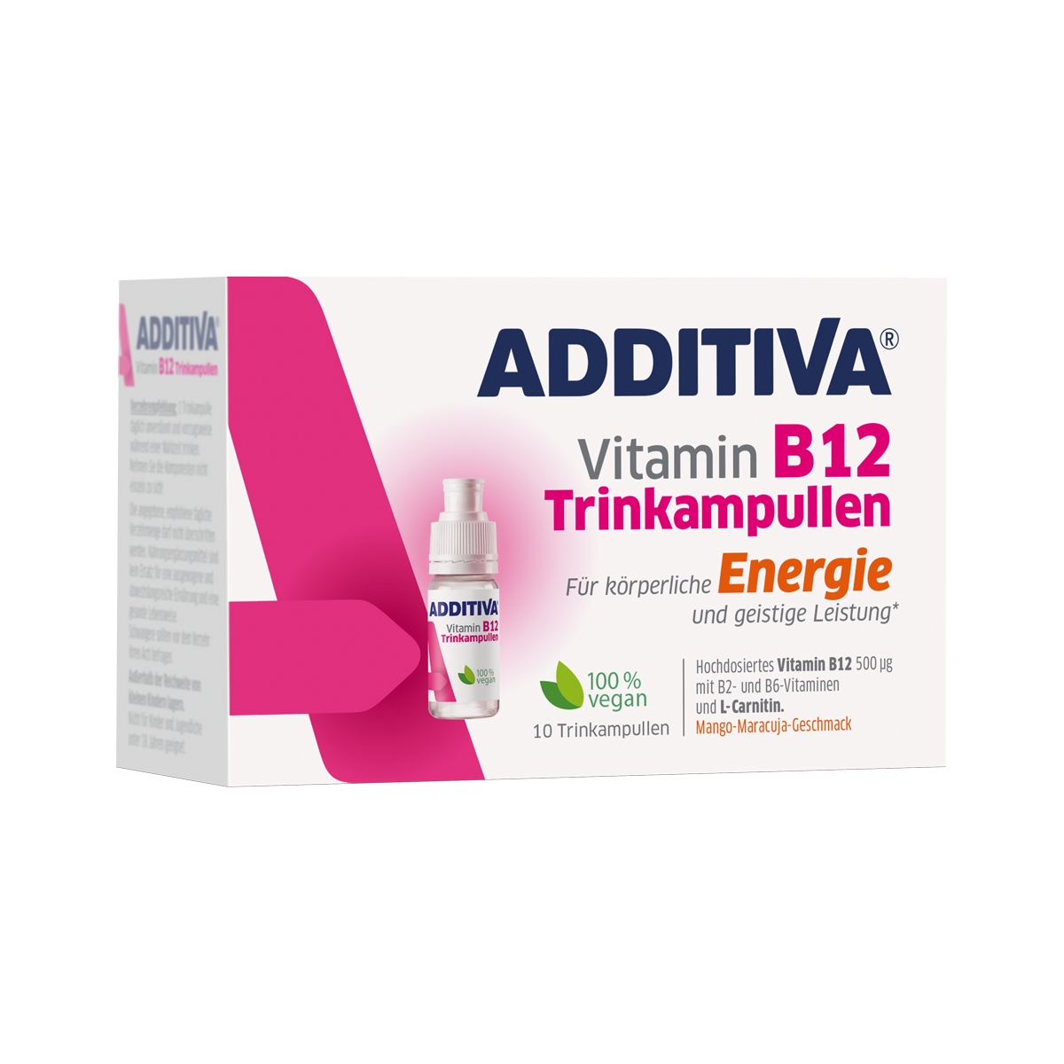 10 vegane Trinkampullen mit Mango-Maracuja-Geschmack