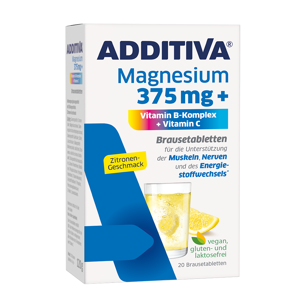ADDITIVA - Magnesium 375 mg + Vitamin B-Komplex + Vitamin C - 20 Brausetabletten