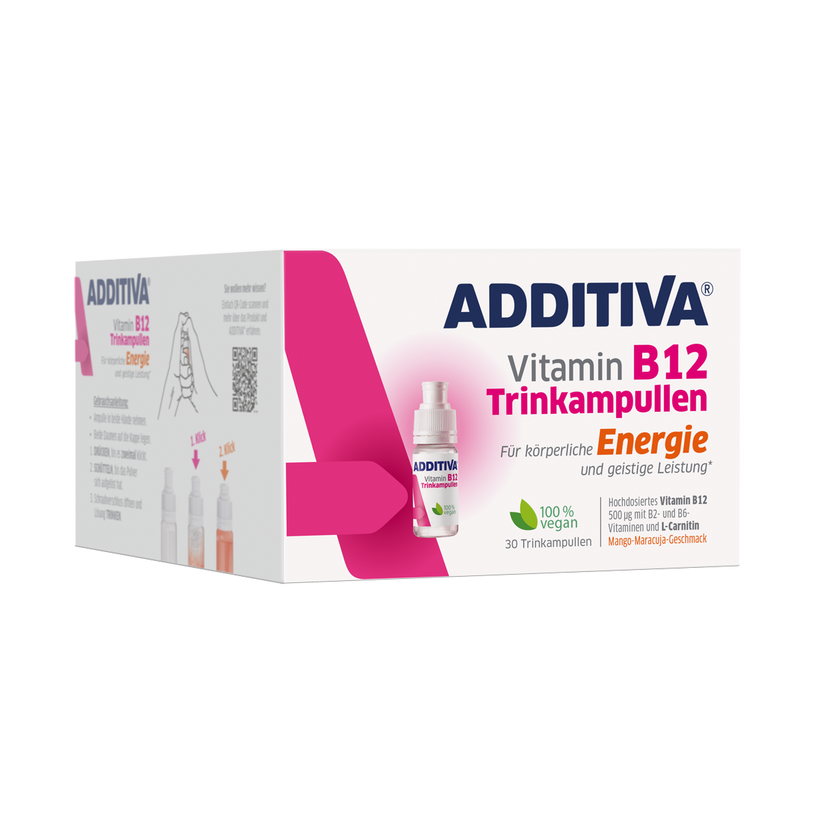 30 vegane Trinkampullen mit Mango-Maracuja-Geschmack